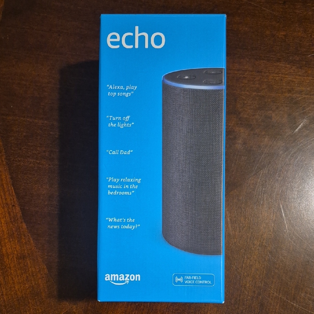 Amazon Echo Voice-Controlled Speaker in Blue and Black